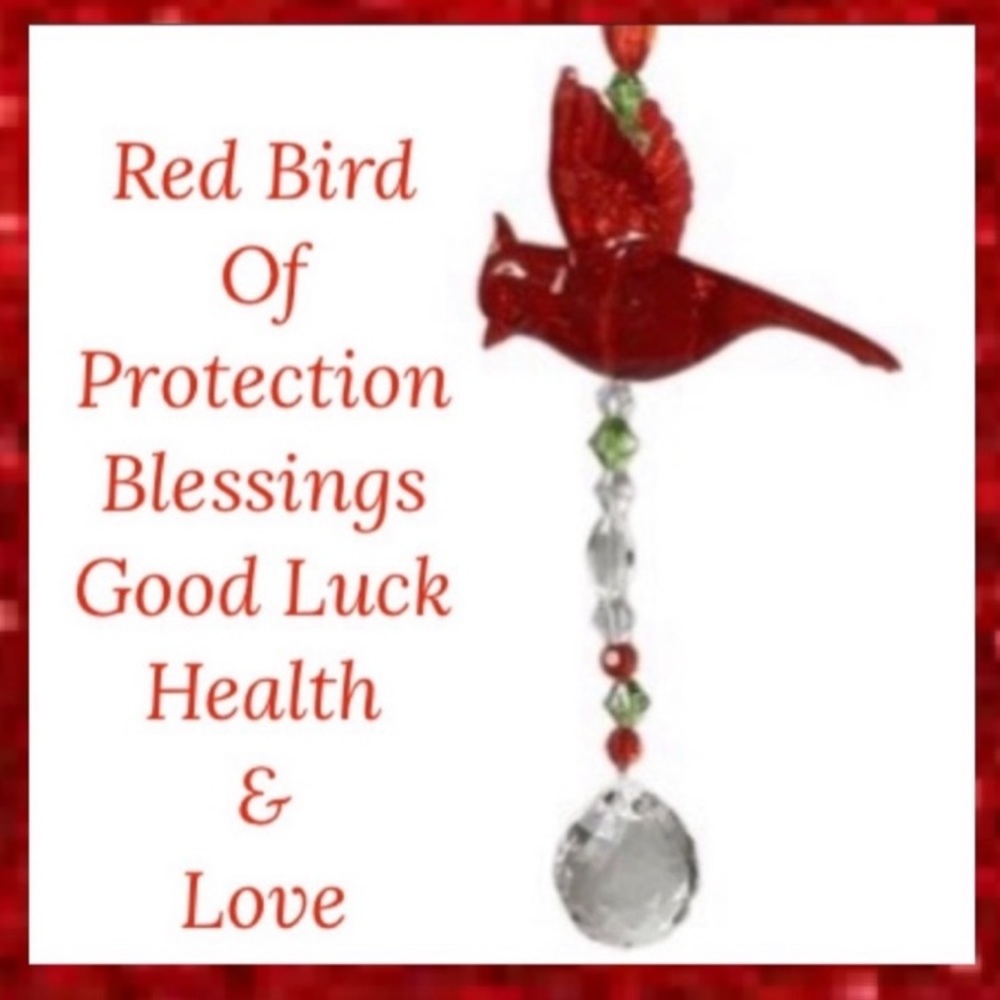 Red Bird Sun Catcher Prism Ornament Sparkling Crystal Acrylic Red Cardinal